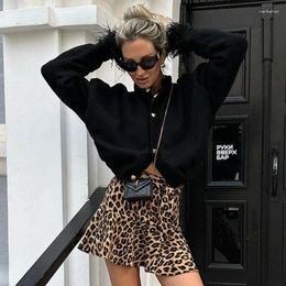 Skirts QWEEK Vintage Leopard Print Mini Skirt Women 2024 Summer Streetwear A Line High Waist Sexy Dress Chic Office Lady Faldas