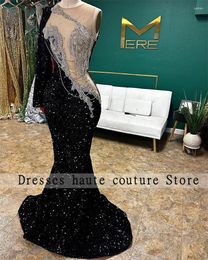 Party Dresses Black Sequins One Shoulder Tassels Mermaid Prom 2024 For Girls Evening Elegant Luxury Celebrity