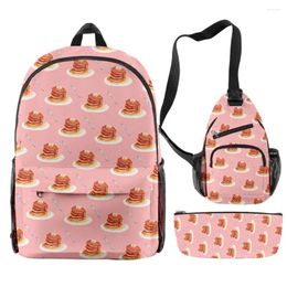 Backpack Harajuku Funny Cartoon Food 3D Print 3pcs/Set Pupil School Bags Travel Laptop Chest Bag Pencil Case