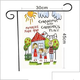 Banner Flags Mothers Day Garden Flag Double Sided Welcome Grandma And Grandpas Place Decoration Courtyard Yard Linen Material P265 D Dhzgv