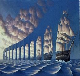 Framed ROB GONSALVES SUN SETS SAILAmazing Seascape SAIL Art High Quality Handmade Oil Painting On Canvas Multi Sizes Frame Opt9211100