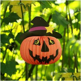 Other Festive Party Supplies Halloween Pumpkin Lamp Ghost Festival Decoration Props Ceiling Creative Folding Paper Lantern P110 Dro Dhqjo