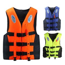 Outdoor Adult Swimming Life Jacket Adjustable Buoyancy Survival Suit Polyester Children Life Vest With Whistle 240507