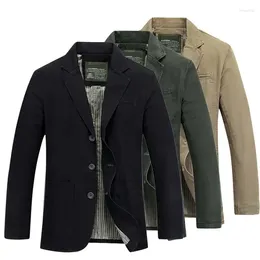 Men's Suits Fashion Men Blazer Jacket Cotton Coat Casual Military Style Brand Man Clothing Plus Size M-4XL
