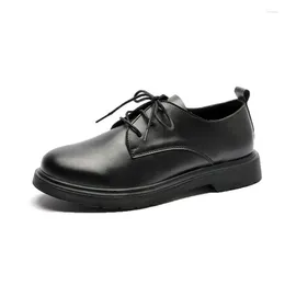 Casual Shoes Nice Spring Autumn Man Round Head Hard-Wearing Lighted Business Formal Work Simple All-match Fashion Leather