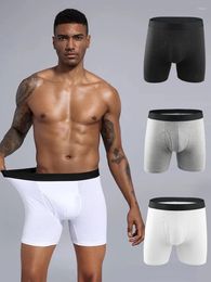 Underpants 3pcs Long Boxer For Man Cotton Men's Panties Family Boxershorts Mens Open Front Underwear Sexy Male Shorts