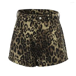 Women's Shorts Women Leopard Print High Waist With Button Zipper Closure Slim Above Knee For Party