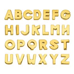 130pcs 8mm English alphabet letters A-Z gold plain slide letters DIY accessory fit pet collar&wristband keychain 301w