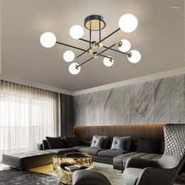 Chandeliers E27 Ceiling Chandelier Restaurant Decorative Ball Nordic Dining Table Round Black Lustre Room Lamps