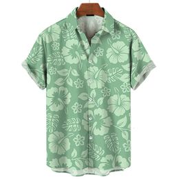 Hawaiian Mens Shirt Colorful 3d Print Plants Flower Summer Fashion Short Sleeves Cool Street Button Lapel Blouse Tops Clothing 240518