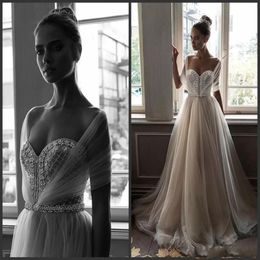 elihav sasson crystal beach arabic wedding dresses sweetheart pearls aline tulle bridal dresses sexy wedding gowns 236V