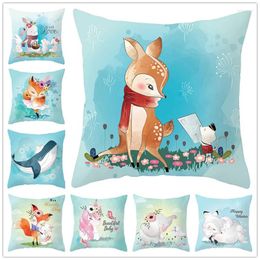 Pillow Polyester Peach Skin Cute Cartoon Animal 45x45cm For Sofa Decorative Cotton Throw Car Seat Decor Couch Pillows