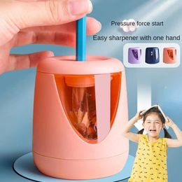 Automatic Electric Pencil Sharpener With Cartoon Stickers Supplies Stationery School Protection Office Safety D9C7 240515