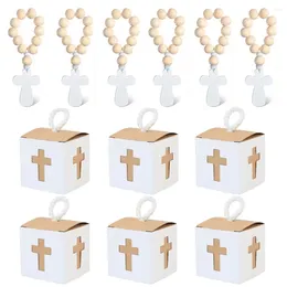 Party Favor 10/20PCS Wooden Cross Rosary Candy Box Boy Girl First Holy Communion Baptism Christening Rustic Wedding Easter Gift