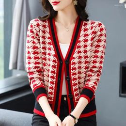Women's Knits Women Clothing Autumn Winter Fashion Knitting Coat Ladies Patchwork Long Sleeve Tops 2024 Casual Cardigan Sweaters