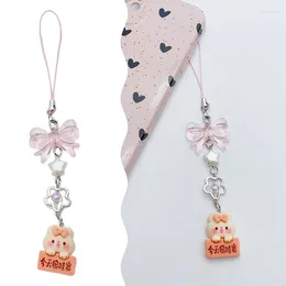 Keychains Cute Pink Bow Pendant Keychain Phone Lanyard Chain For Women Girls Handmade Jewelry Handbag Decoration Accessories Gifts