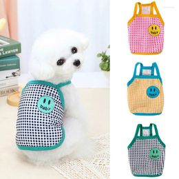 Dog Apparel Fashion Vest Cute Smile Pattern Plaid Shirts Chihuahua Yorkies Soft Cat Casual Puppy Summer Clothes Pet Supplies