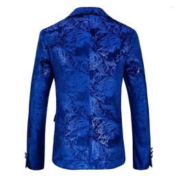 Men's Suits Luxury Golden Velvet Suit Jackets Men Business Social Wedding Groom Tuxedo Dress Homme Slim Fit Single Breasted Printed Blazers