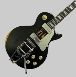 Neil Young's old Black 53 electric guitar solid xylophone body mimics ancient retro relics jazz vibrato physics shot for quick delivery 1959