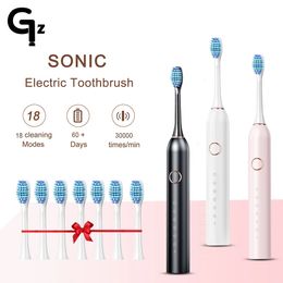 SC506 Sonic Electric Toothbrush Adult Timer Brush 6 Mode USB Charger Rechargeable Tooth Brushes Replacement Heads Set 240511