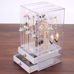 Fashionable Earrings Jewelry Box Transparent Acrylic Storage Boxes Display Rack Plastic Organizer Box 240518
