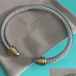 Bangle Wire Bracelet Twisted Bracelets Stainless Steel Jewellery For Neb Women Gold Sier Pearl Cross Cuff Jewelrys Designers Party Gift Otida
