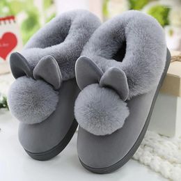 Slippers Fashion Autumn Winter Ear Home Indoor Warm Shoes Womens Cute Plus Plush