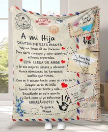 Super Soft Flannel Blanket To My Daughter Son Granddaughter From Mom Dad Spanish Version Sofa Bed Throw Blankets Birthday Gifts 240514