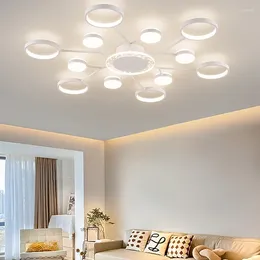 Chandeliers 2024 Modern LED Chandelier For Living Room Bedroom Dining Indoor Design Ceiling Lamp White Remote Control Light Fixtures