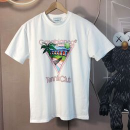 Kaji Casablanca Men's T-shirts New Rainbow Heart Letter Printed Short Sleeved T-shirt Designer Casa Blanca