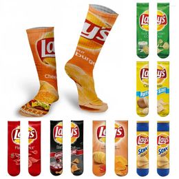 Women Socks Kawaii Novelty 3D Printing Men Cartoon Candy Potato Chips Puffed Food Happy Funny Cotton Year 2024 Gifts