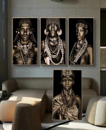 Modern African Tribal Black People Art Posters and Prints Woman Canvas Paintings Wall Art Pictures for Living Room Home Decor Cuad6525839