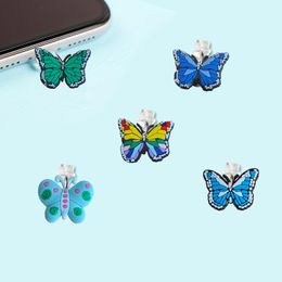 Cell Phone Straps Charms Coloured Butterfly 28 Cartoon Shaped Dust Plug Anti Cute Charging Port Charm For Type-C Drop Delivery Otb0H