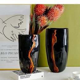 Vases Creative Color Glass Vase Painted Hydroponics Flowers Pots Desk Decoration Flower Arrangement Floral Modern Home Decor