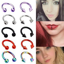 Stainless Steel Nose Septum Piercing Hoop Earrings Lip Ring Studs Cartilage Tragus Ear Horseshoe Circular Eyebrow Jewellery LL