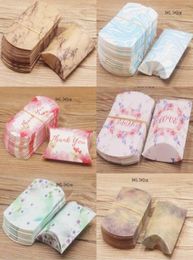 8x5cm Mini Candy Box Pillow Shape Kraft Paper Boxes Wedding Birthday Baby Shower Favours Package Supply Christmas Gift Bags2625376