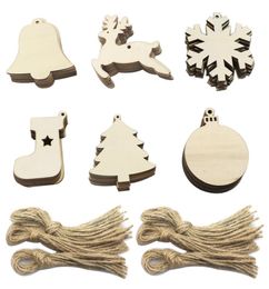 10PCS DIY Wooden Christmas Ornaments Wooden Christmas Ornaments Hanging Decorations Blank Wood Discs Bulk with Holes 8799580