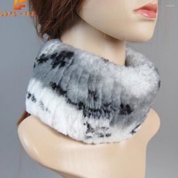 Scarves Est Fashion Hairband Winter Fur Headbands For Women Knitted Rex Scarf Real Head Wrap Ear Warmer