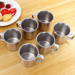 Mugs Stainless Steel Coffee Mug Handle Double Walled Cups 100Ml Camping Dishwasher Safe Tea Toothbrush Cup Home Travel