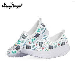 Casual Shoes Noisydesigns Women Sport Swing Orthopedist Pattern Slip On Ladies Flat Platform Fitness Slimming Sneakers 2024