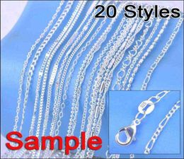 Jewellery Sample Order 20Pcs Mix 20 Styles 18" Genuine 925 Sterling Silver Link Necklace Set Chains+Lobster Clasps 925 2111247868228