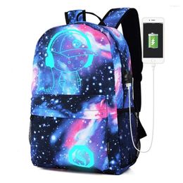Backpack Men/Women Luminous Computer Backpacks For Girls/Boys Laptop USB Casua Student School Bags Outdoor Waterproof