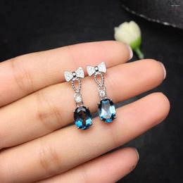 Stud Earrings Women's Fashion Inlaid With Gem Blue Bow Gifts Jewelry Wholesale 2024 Cocktail Accessories