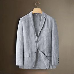 Men's Suits Linen Blazer Man Slim Summer Casual Business Suit Single Jacket For Men High Quality Thin 2024 Spring Autum