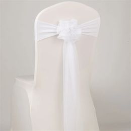 Chair Sashes Elastic Spandex Organza Wedding Cover Bow Tie Band for Banquet Decoration Event Supplies 12 Colors Sash 240513