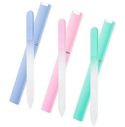 Nail Files Glass Crystal File With Case Professional Art Sanding Buffer Block Manicure Tools Polish Buffing Nails Supplies4358399