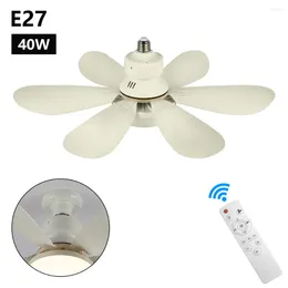 Ceiling Lights LED Lamp Fan E27 Converter Base Fans With Remote Control Dimmable Light For Bedroom Living Room
