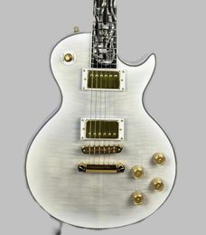 Top Quality custom electronic guitar tuning -o-Matic Bridge White solid Guitar Abalone flower embedded finger 1959