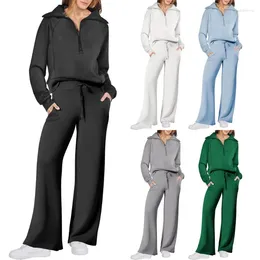 Women's Pants Womens 2 Piece Outfits Sweatsuit Oversized Loose Sweatshirt And Wide Leg Matching Lounge Set Fall Tracksuits