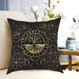 Cushion Decorative Pillow Tree Of Life Yggdrasil And Runes Pillowcase Vikings Decorative Cushion For Garden DIY Printed Office Coussin 307S